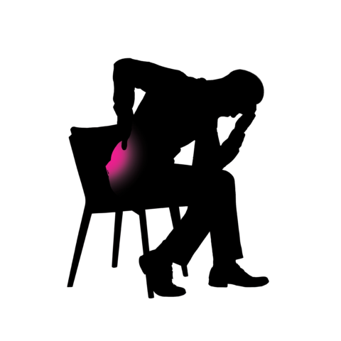 SI joint pain while sitting Person sitting with SI joint pain